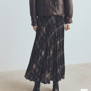 Mango plaid midi skirt